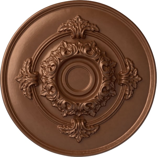 Ekena Millwork Monique Ceiling Medallion (Fits Canopies up to 3 3/4"), Hnd-Painted Polished Copper, 13 3/4"OD x 1"P CM13MOPOS - main